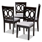 Baxton Studio Lenoir Modern and Contemporary Gray Fabric Upholstered Espresso Brown Finished Wood Dining Chair Set of 4